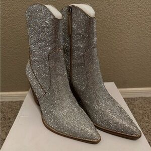 BEAST FASHION Silver Glitter Heeled Boots